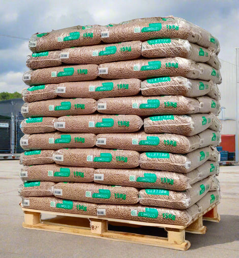 Limouzi houtpellets - pallet met 66 zakken van 15 kg per stuk